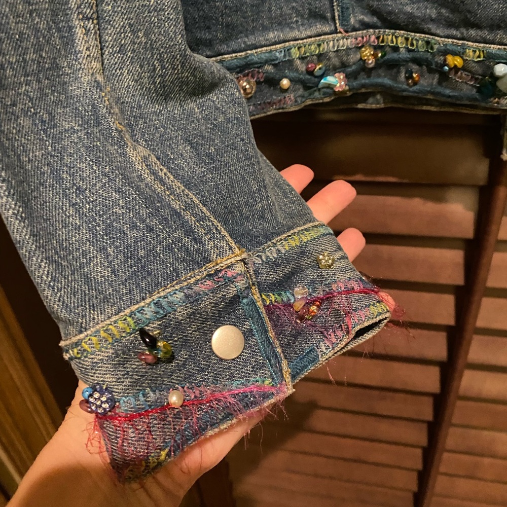 Mary Frances Blue Denim Jacket with Colorful Embellishments - Picture 7 of 9